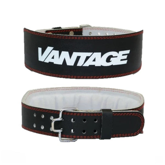 Vantage Strength - Leather Weight Lifting Belt Black 4-inch - GAINS HEALTH AND NUTRITION